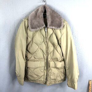 Tempco Jacket Mens 40 Beige  Down Insulated Full Zip Up Puffer Coat Vintage